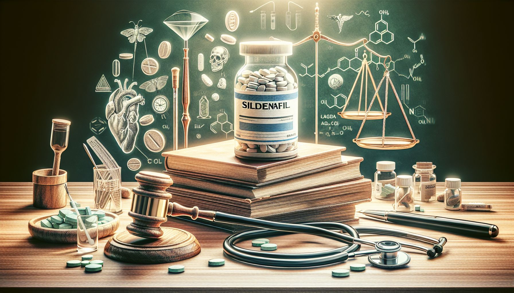 Informative infographic illustrating Sildenafil's mechanism of action and recommended use